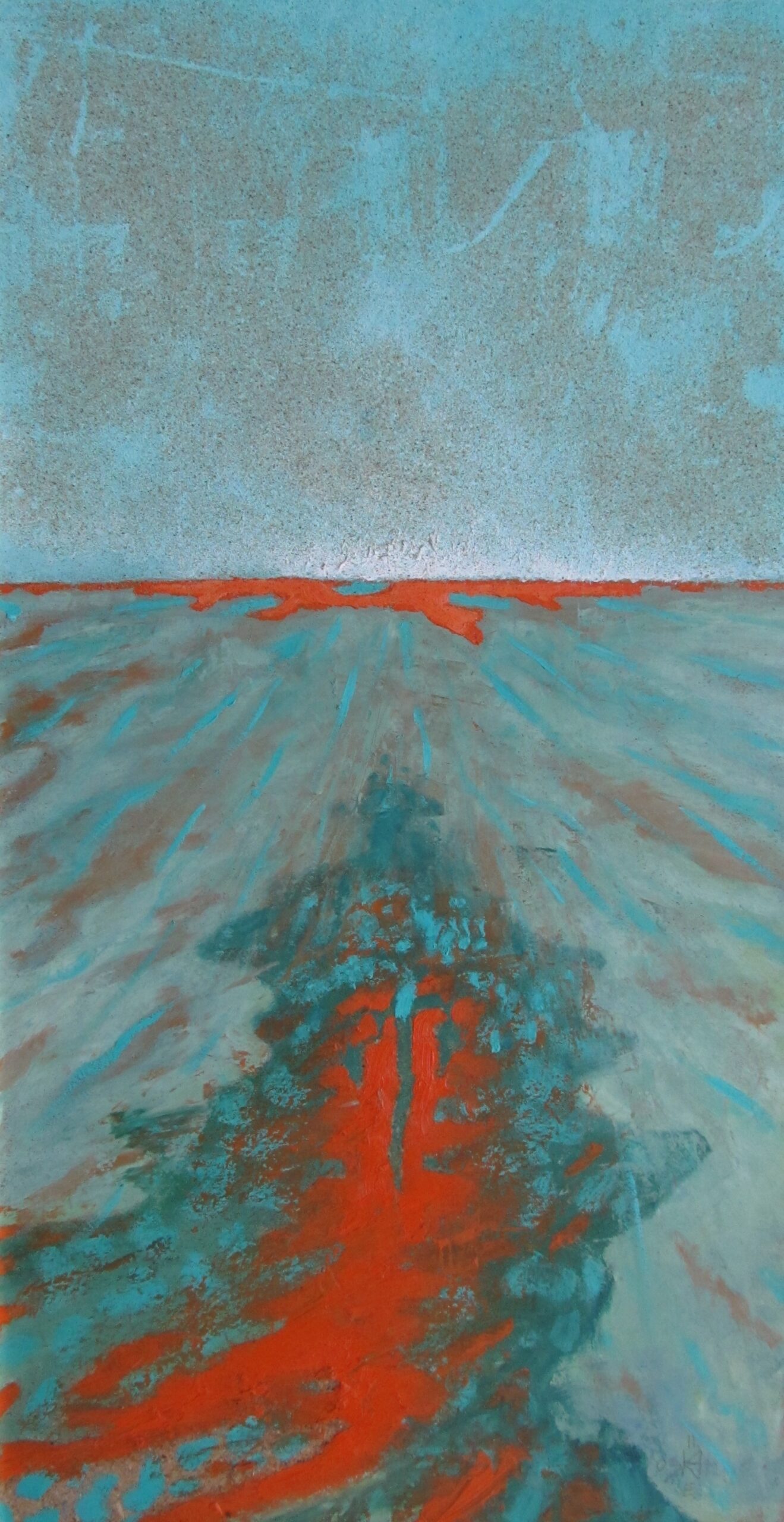 Avondrood I, 2003 - olieverf met zand op paneel, 62.5 x 33 cm, particuliere collectie