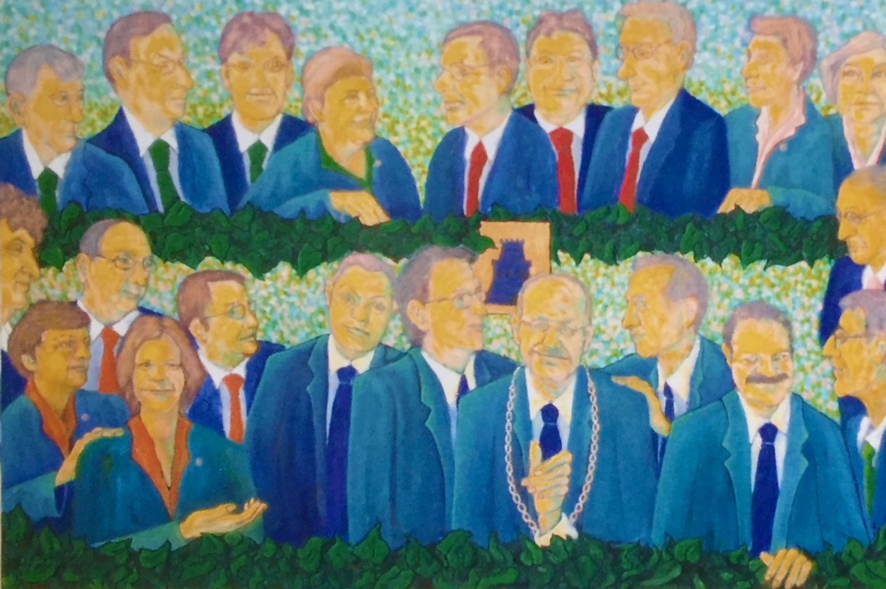 De laatste Gemeenteraad van Gorssel, 2004 - olieverf op doek, 130 x 190 cm, Gemeente Lochem