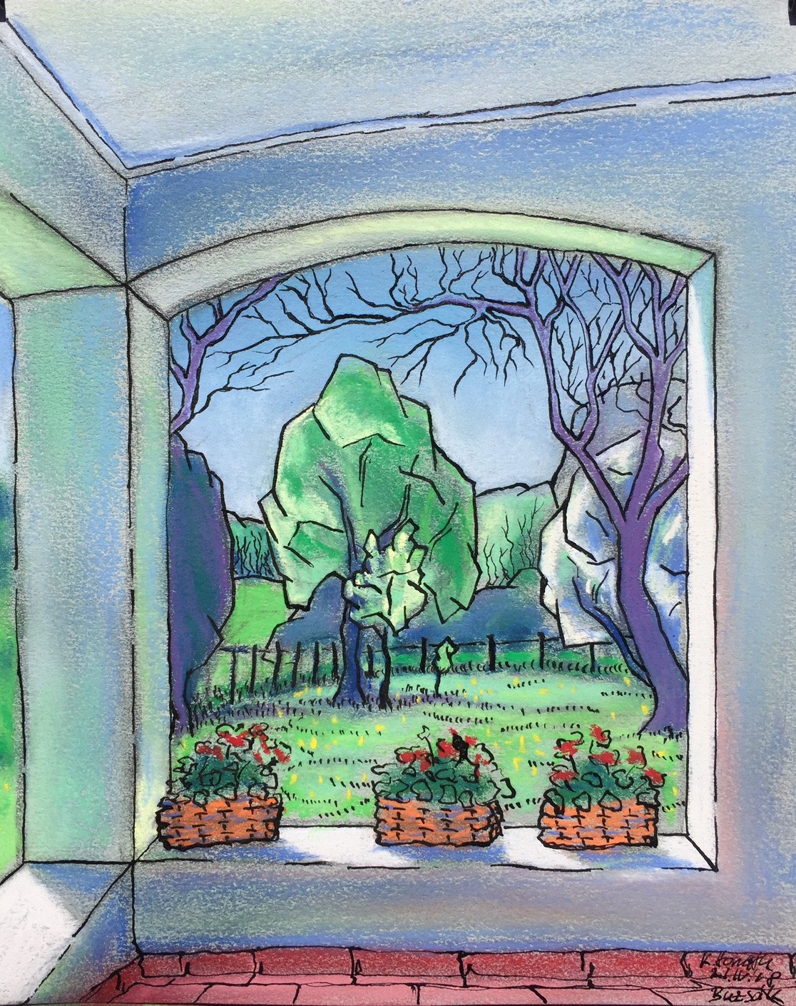 Buzsák, 2018 - pastel, Oost-Indische inkt op papier.