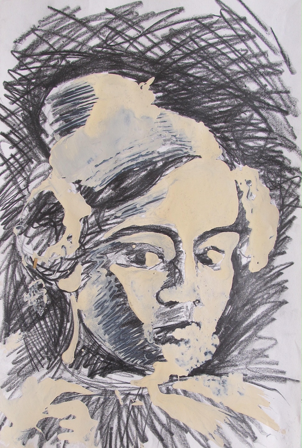 Sárika Góth, 2001 - potlood met verf op papier, 48 x 32 cm, particuliere collectie