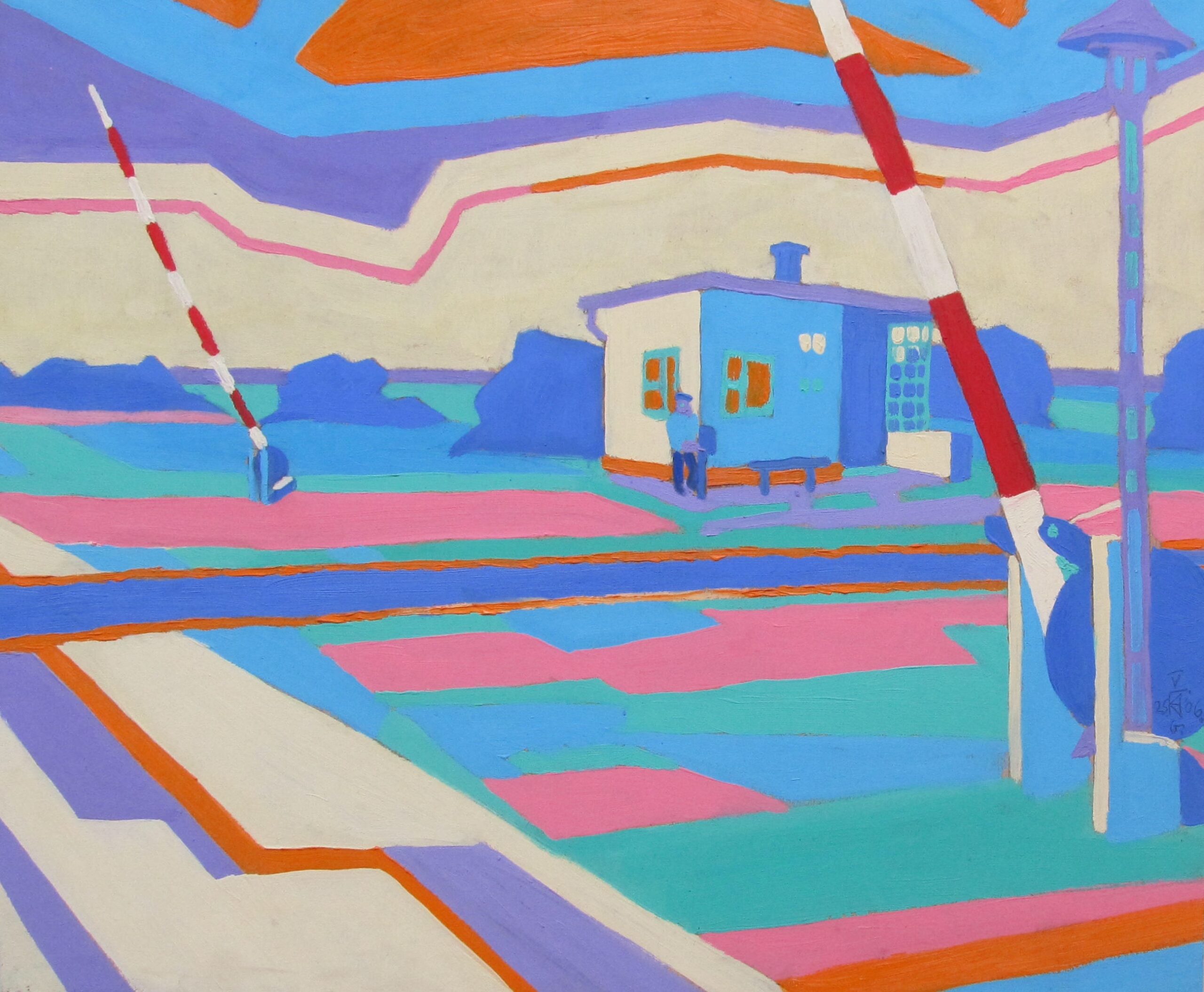 Wachtershuisje in Lengyeltóti, 2006 - olieverf op paneel, 48.5 x 58.5 cm, particuliere collectie