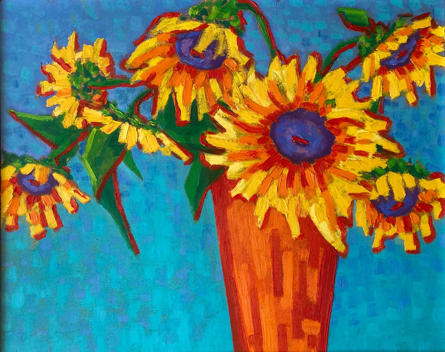 Zonnebloemen, 2006 - olieverf op paneel, 58 x 71 cm, particuliere collectie