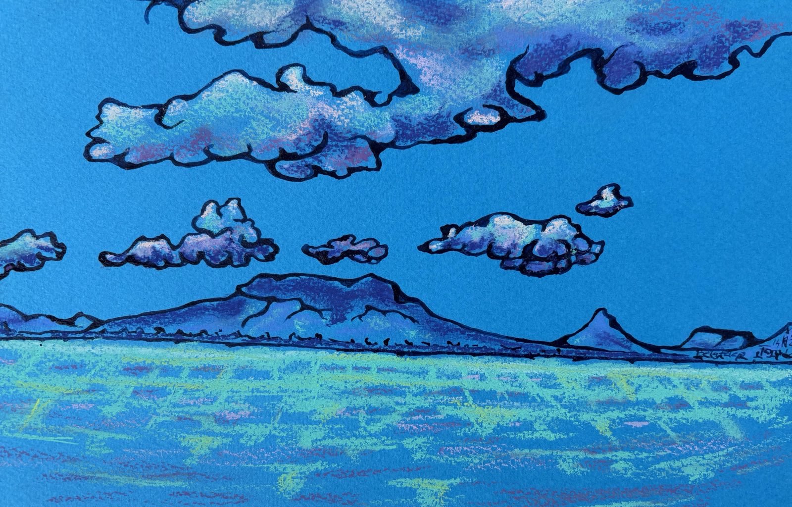 Balaton, 2025 - Impressie IV, pastel op papier met Oost-Indische inkt, 16 x 25 cm