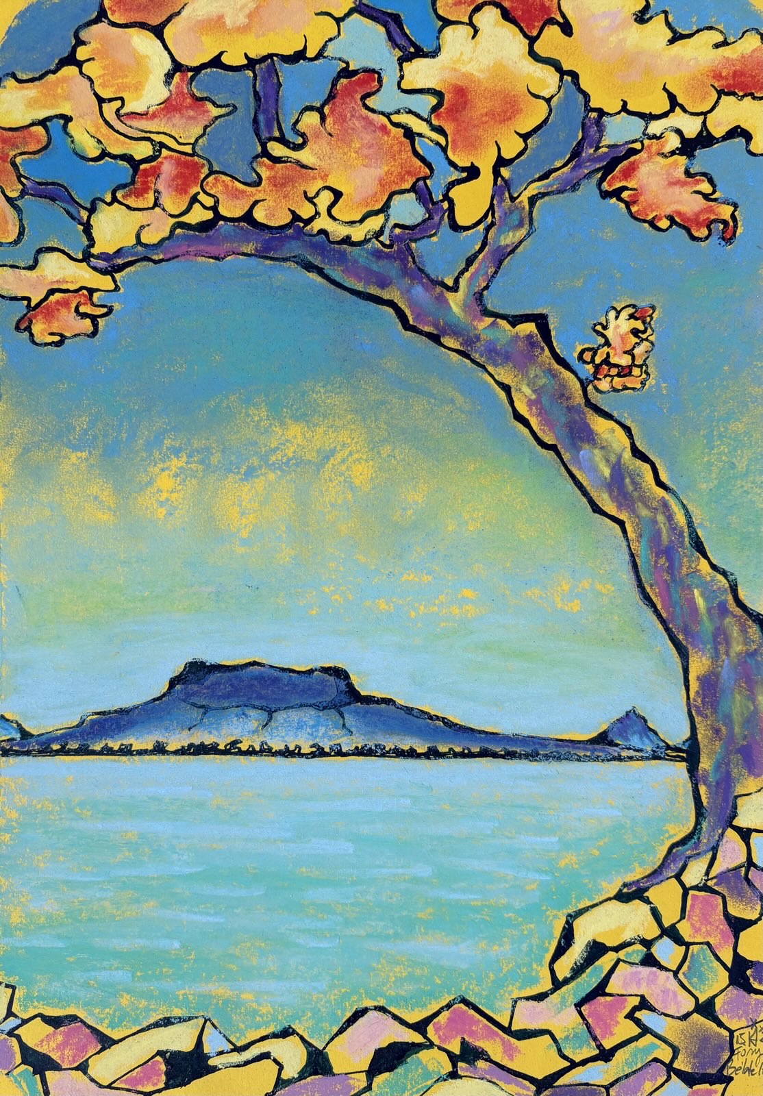 Balaton, 2025 - Impressie VI, pastel op papier met Oost-Indische inkt, 34 x 24 cm