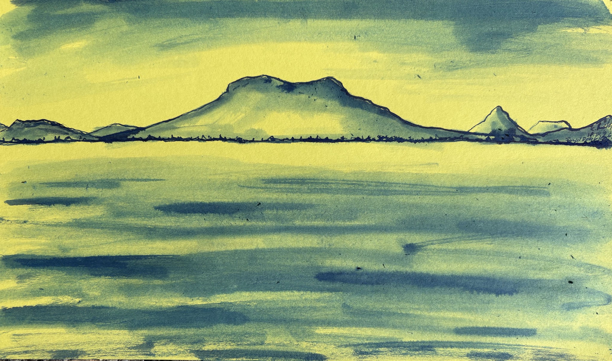 Balaton, 2026 - Impressie XIV, inkt op papier, 20.8 x 34 cm