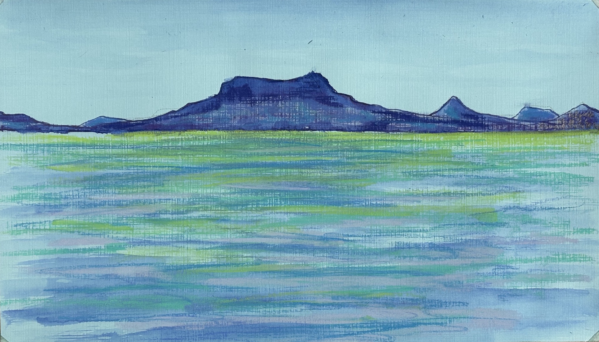 Balaton, 2026 - Impressie XVI, pastel met inkt op papier, 17.7 x 30.5 cm