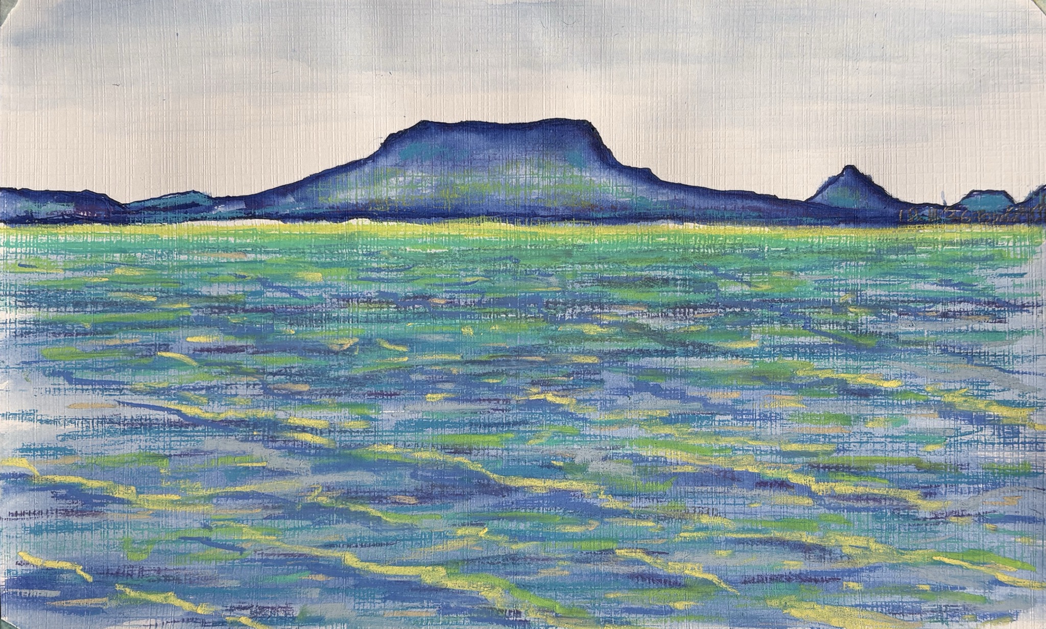 Balaton, 2026 - Impressie XVII, pastel met inkt op papier, 18.5 x 30.5 cm