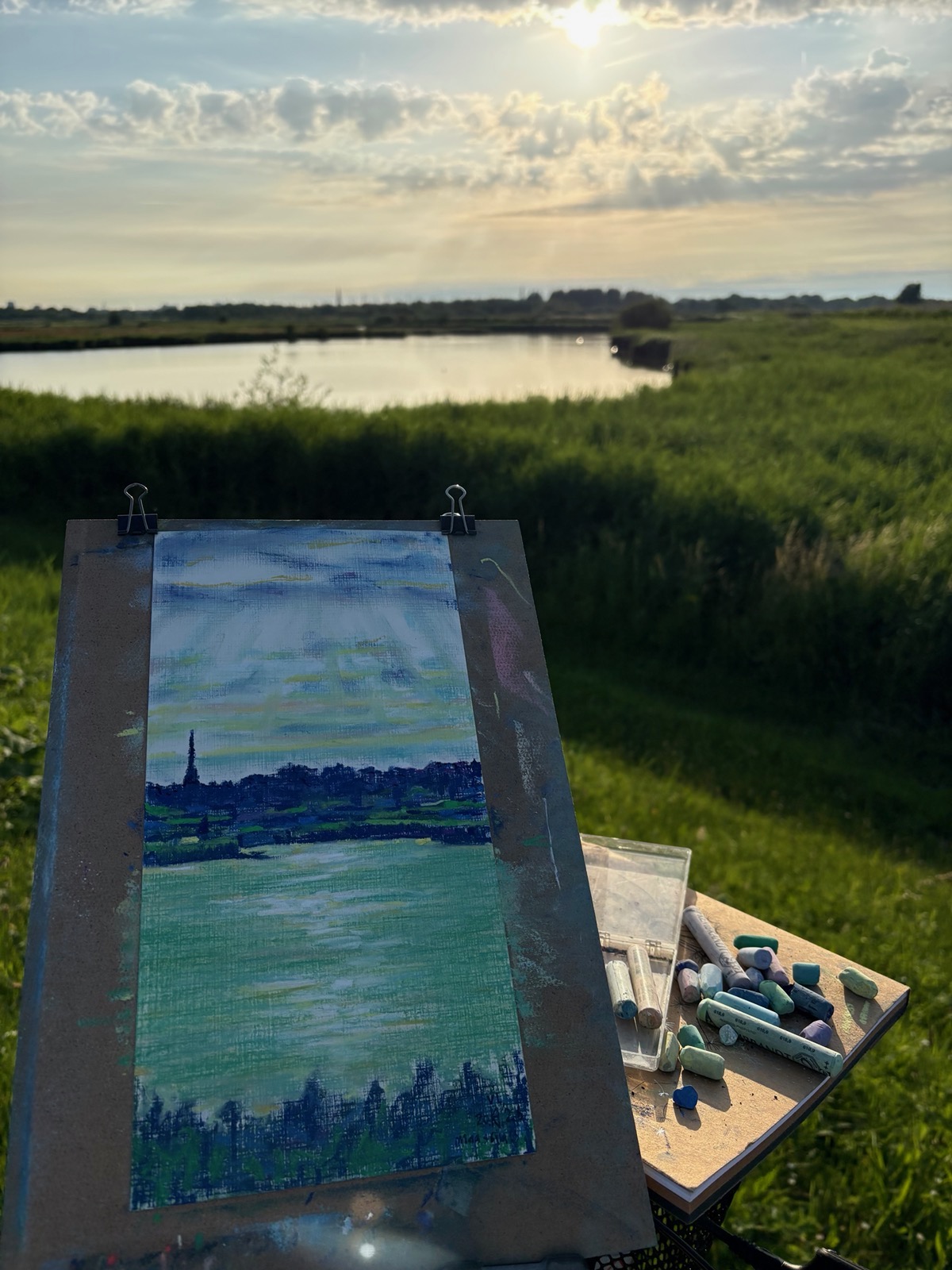 Foppenpolder Maasland II, 2026 - pastel op papier, 30 x 15 cm