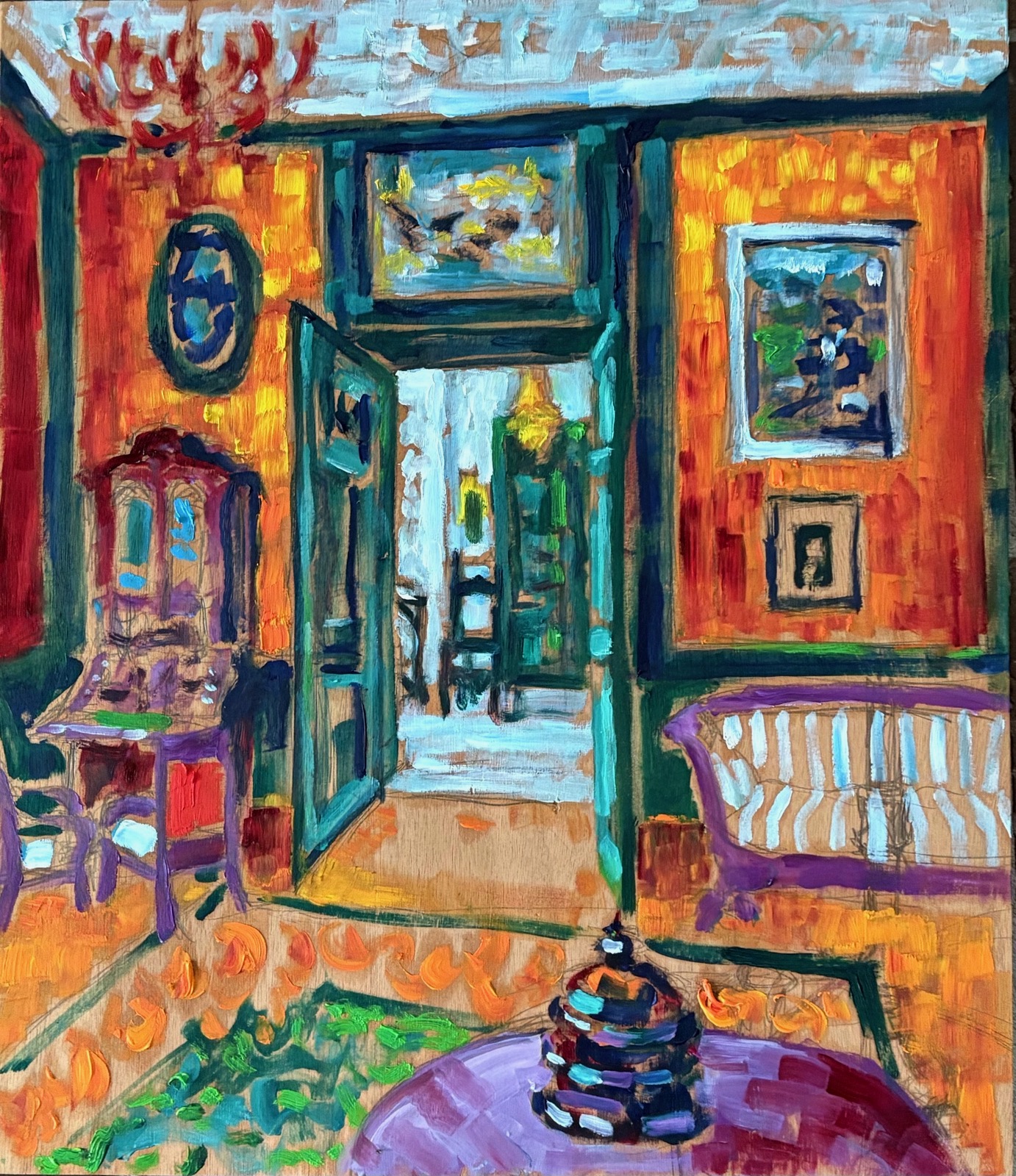Heerenkamer, 2026 - olieverf op paneel, 46 x 40 cm