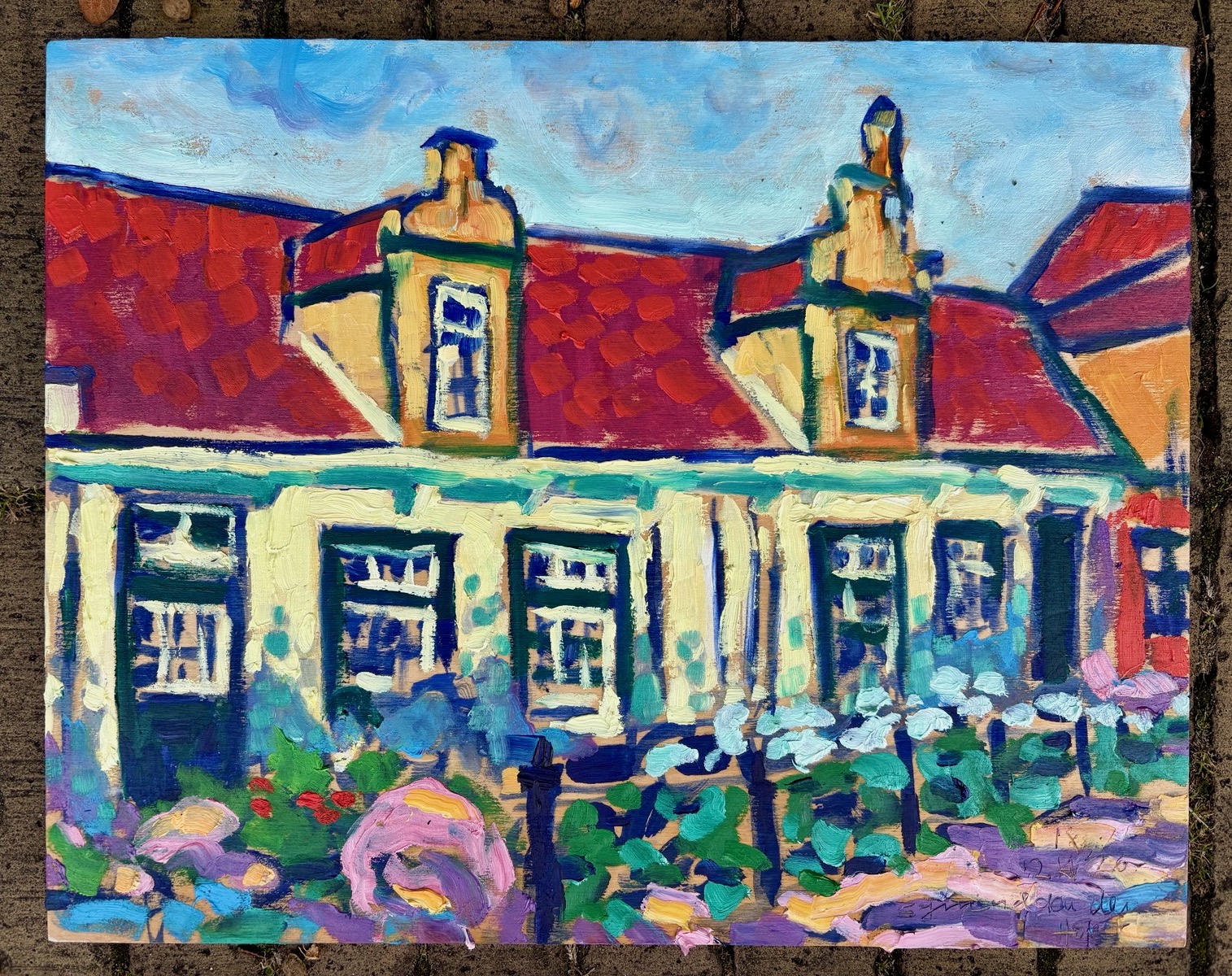 Egmond a/d Hoef, 2026 - Kapberg met kanunnikenhuisjes, olieverf op paneel, 27 x 34 cm