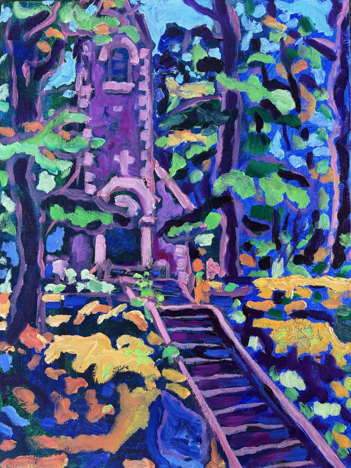 Balaton, 2026 - Fonyód (Református-Evangélikus templom), olieverf op schilderskarton, 40 x 30 cm
