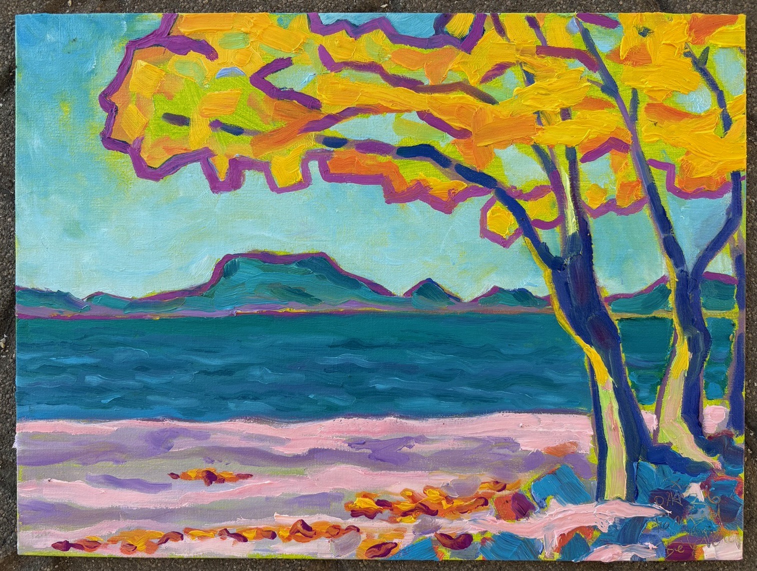 Balaton, 2026 - Herfstmiddag, olieverf op schilderskarton, 30 x 40 cm